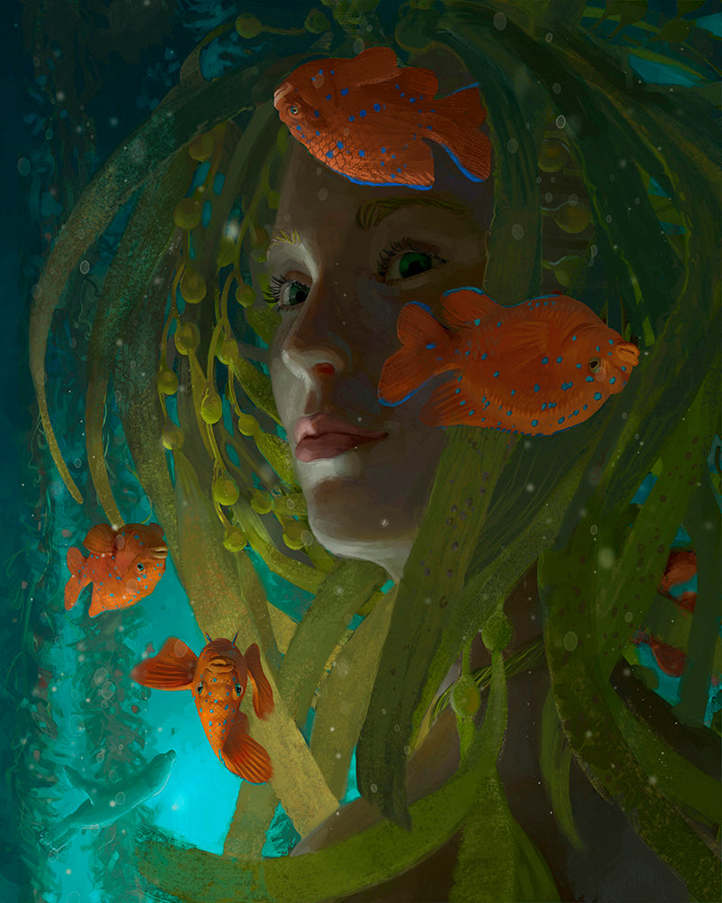 Kelp Hair Mermaid print